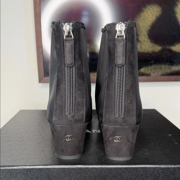CHANEL Black Mesh Ankle Booties - Picture 6 of 8